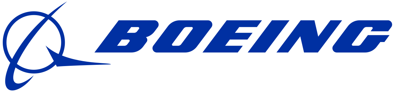 A blue boeing logo on a white background