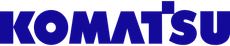 O logotipo da komatsu é azul e branco em um fundo branco.