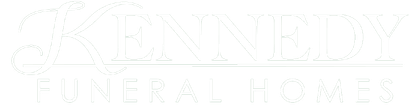 A white logo for a funeral home on a white background.