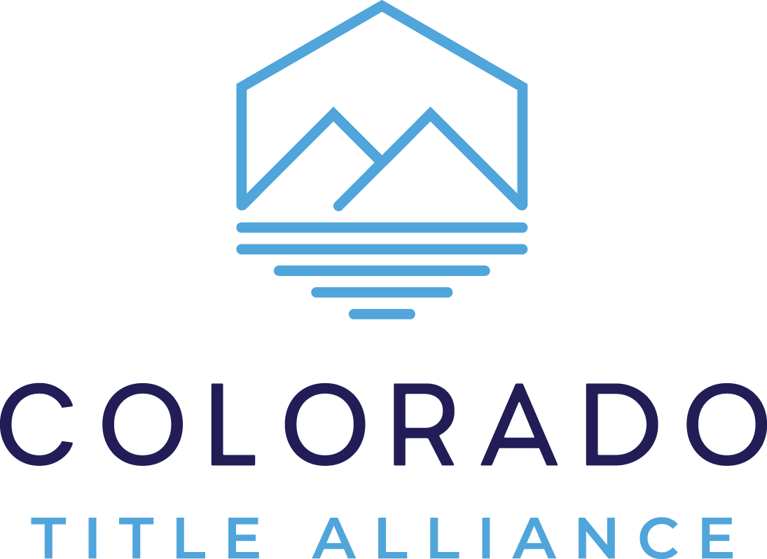 The logo for the colorado title alliance shows a mountain and a house.