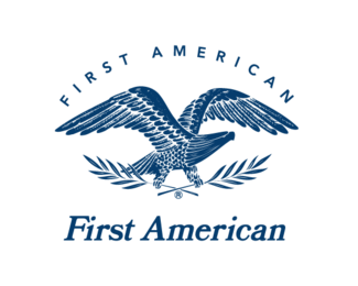 A logo for first american with an eagle and laurel wreath