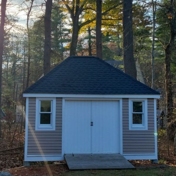 Shed with finished roof