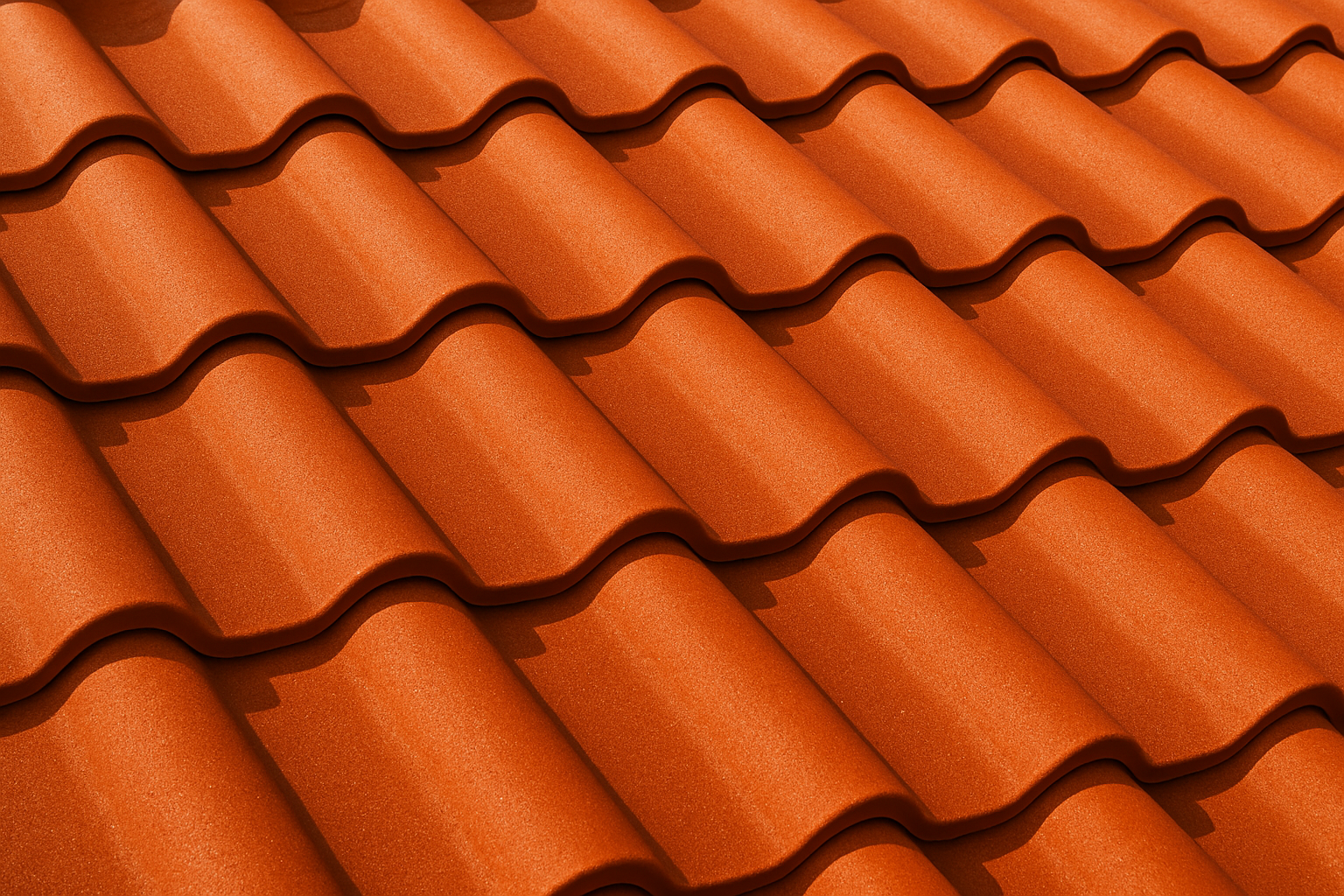 Orange, wavy roof tiles.