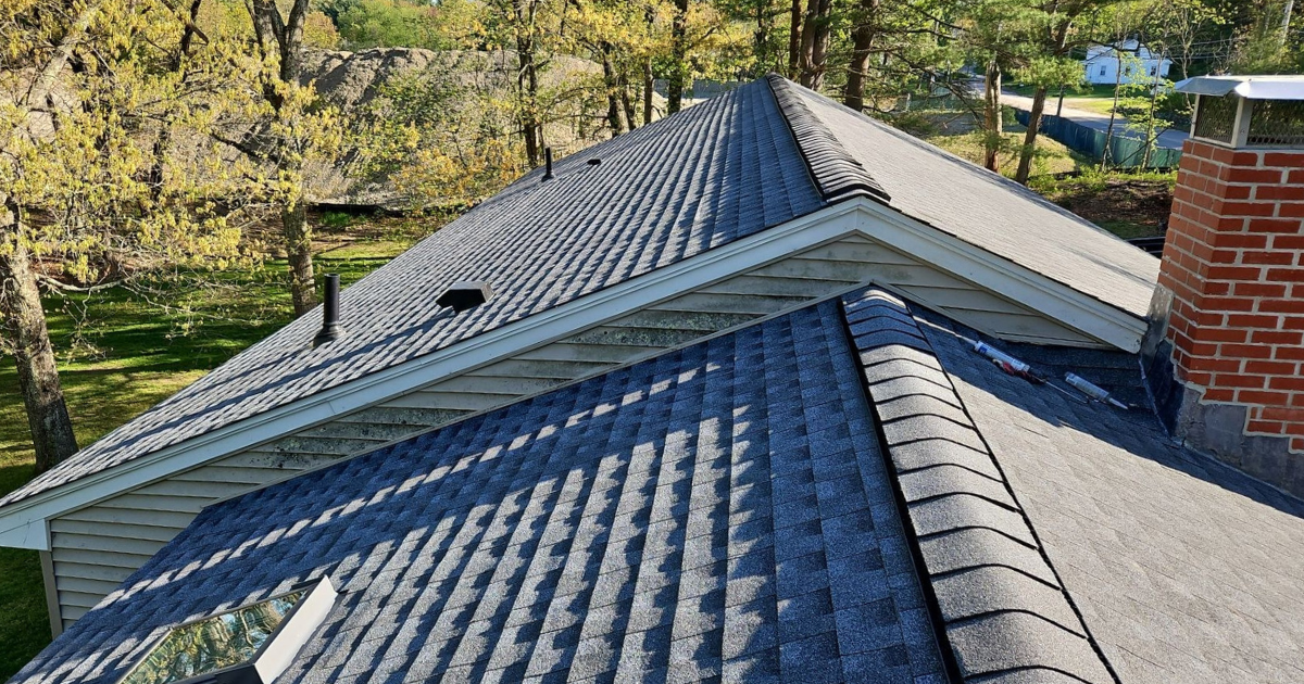Image showing new shingles and rooing installed on home.
