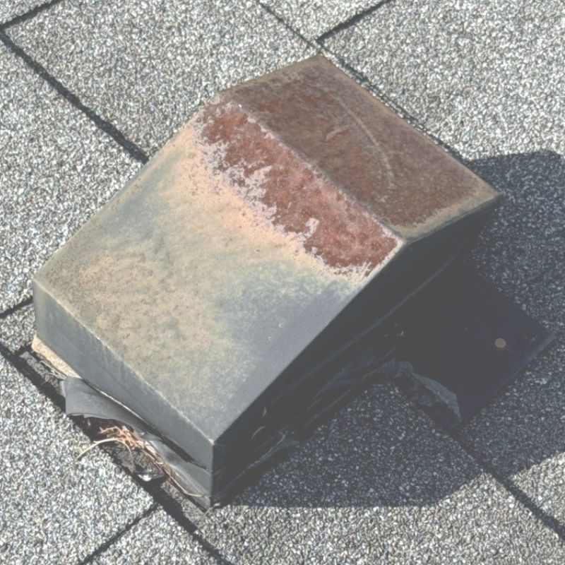 worn out roof and vent