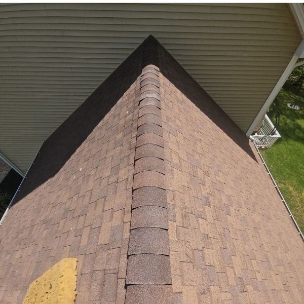 Roof with new GAF ridge vent shingles