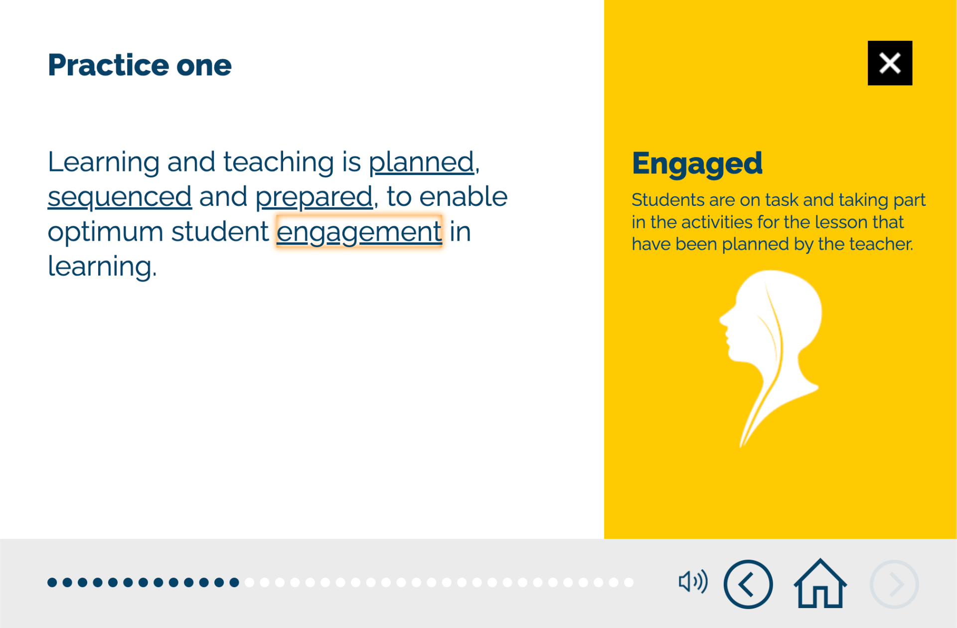 A screenshot of a website that says practice one.