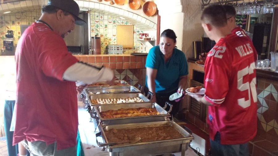 The buffet line before kickoff