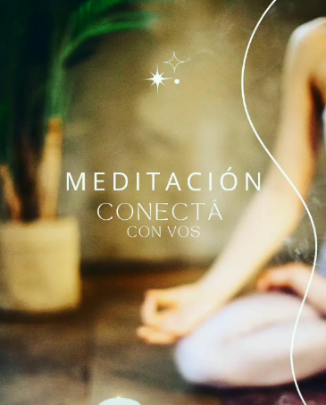 Woman meditating with the text 