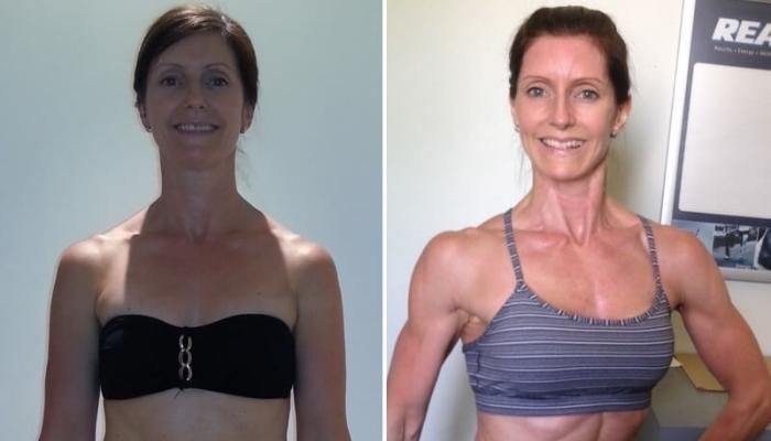 Body Transformation of Margarita before and after photos side by side comparisons
