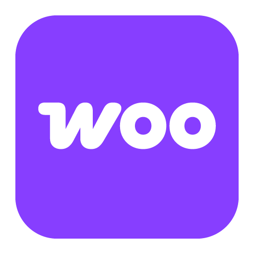 Purple Woo logo with white lowercase “woo” on a rounded square background