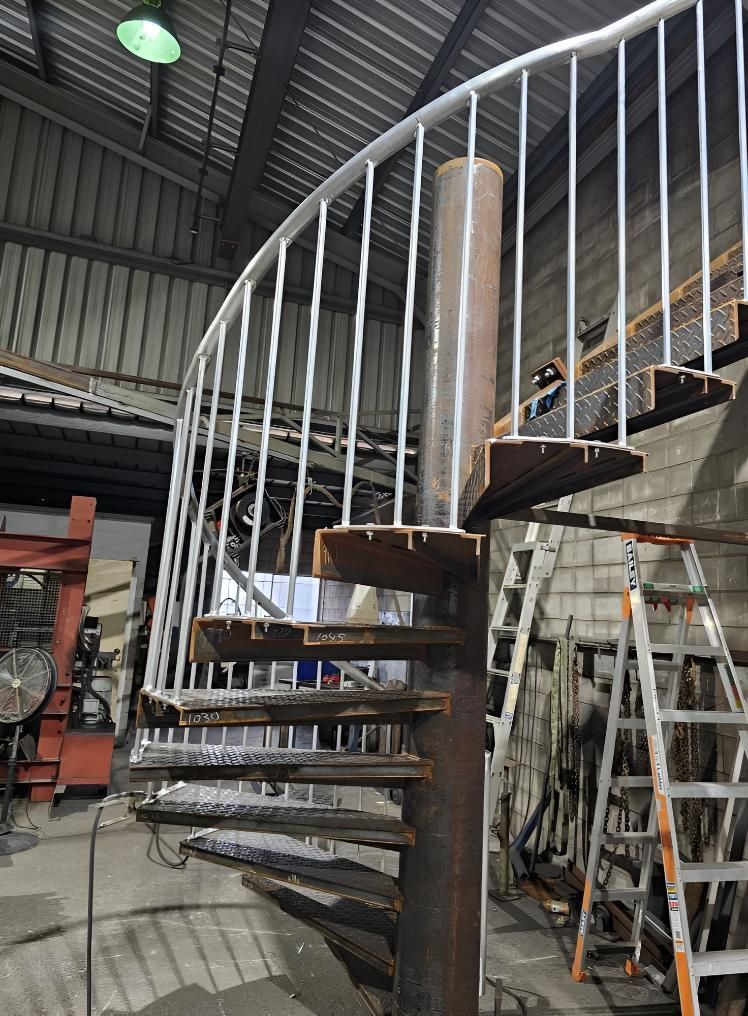 Spiral Staircase is Being Built in a Warehouse — On The Spot Steel Fabrication in Caloundra West, QLD