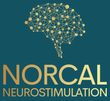 Logo for Norcal Neurostimulation: a gold, wireframe brain network design on a dark teal background.