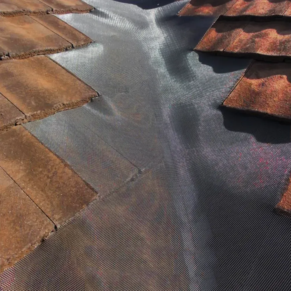 tile roof valley with mesh installed