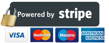 Stripe and credit card logo showing how you can shop online for All Flow Aluminium Gutter Mesh