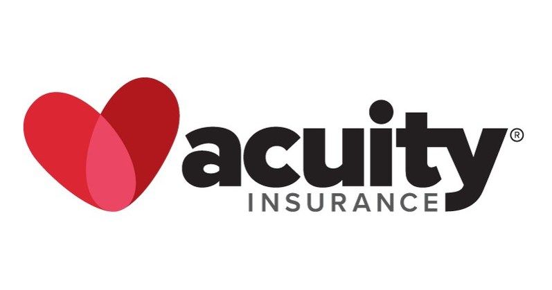 Acuity Insurance logo with a red heart-shaped icon and black text on a white background