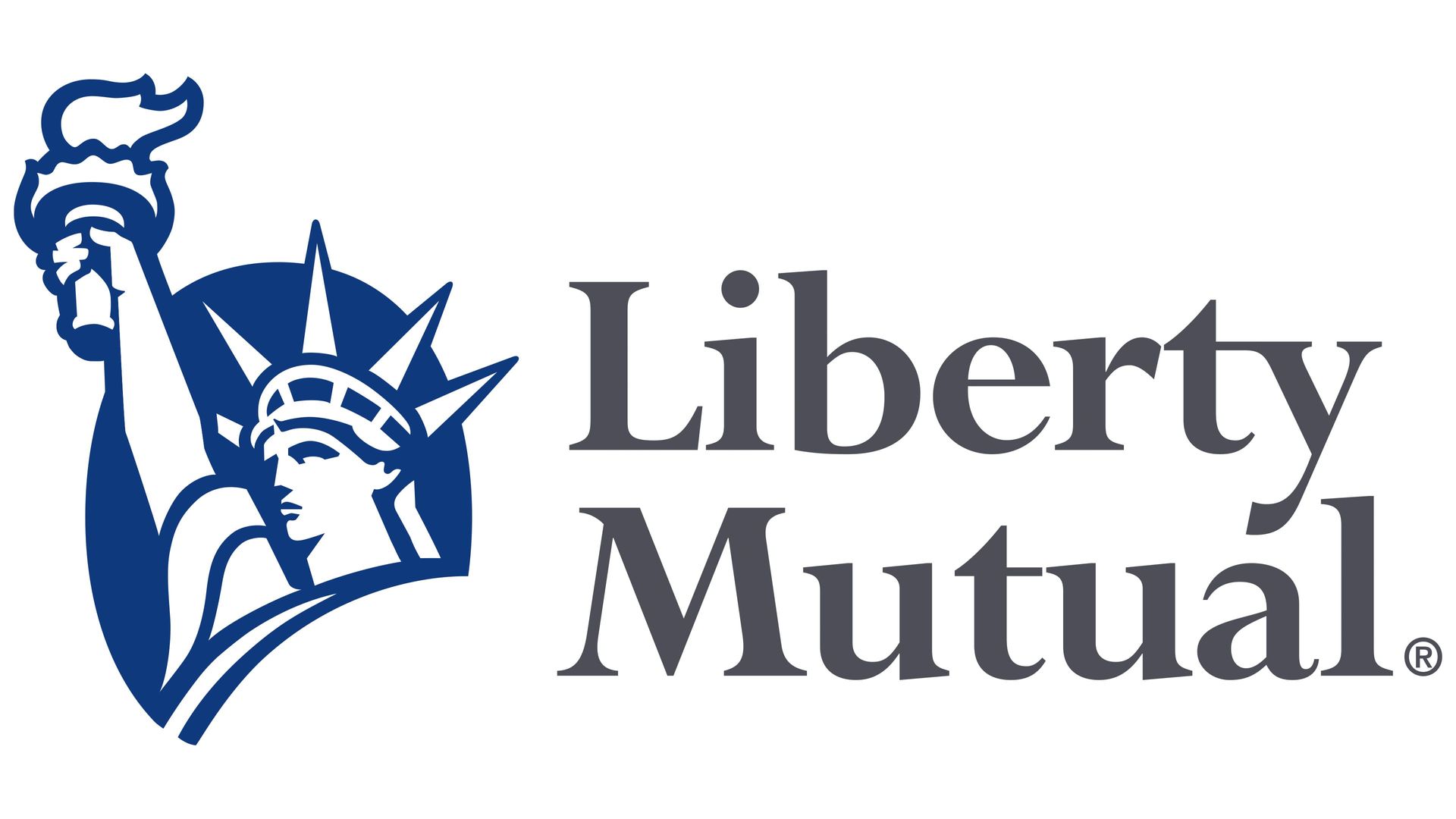 Liberty Mutual logo with blue Statue of Liberty icon and gray text