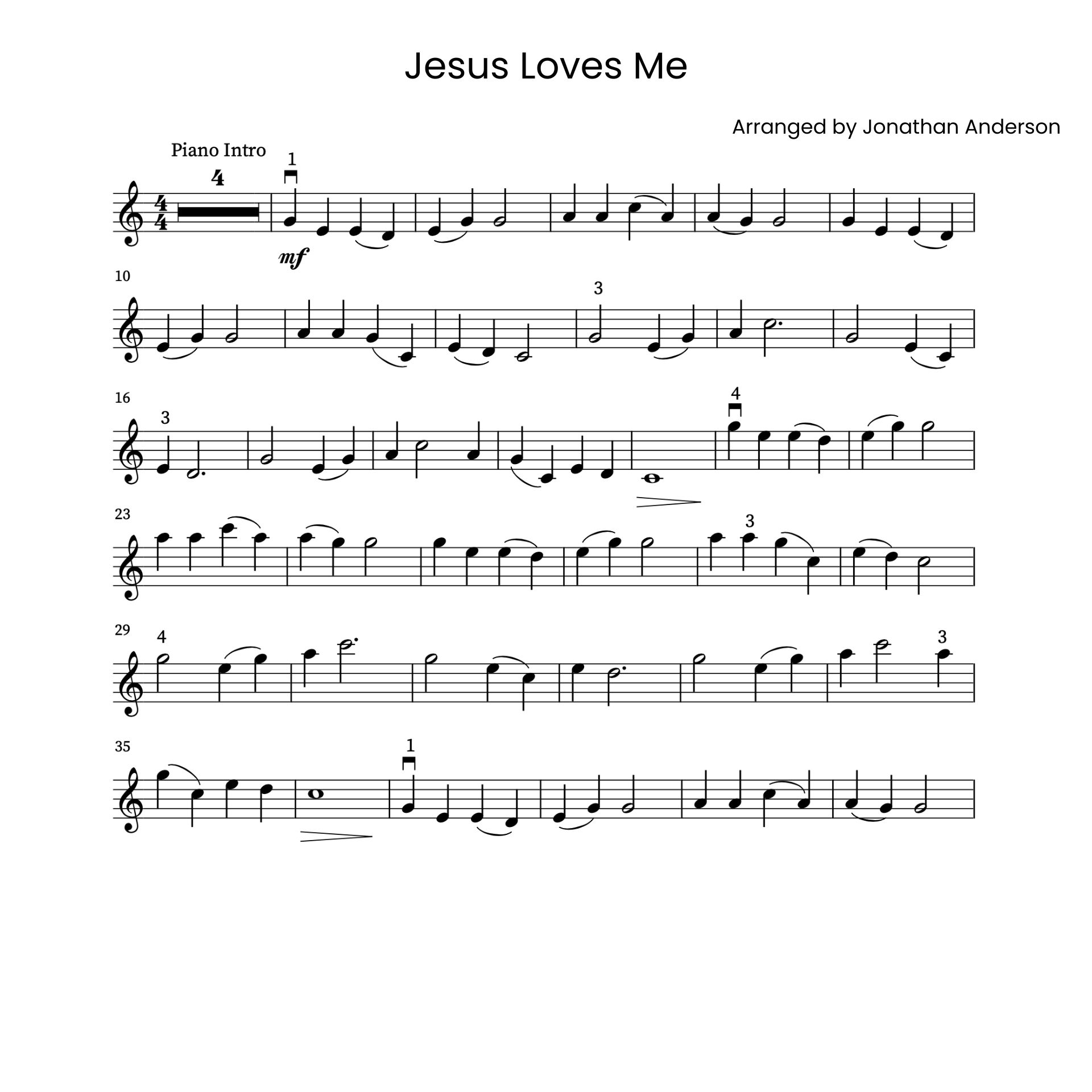 Jesus Loves Me – Violin Sheet Music (Digital Download)