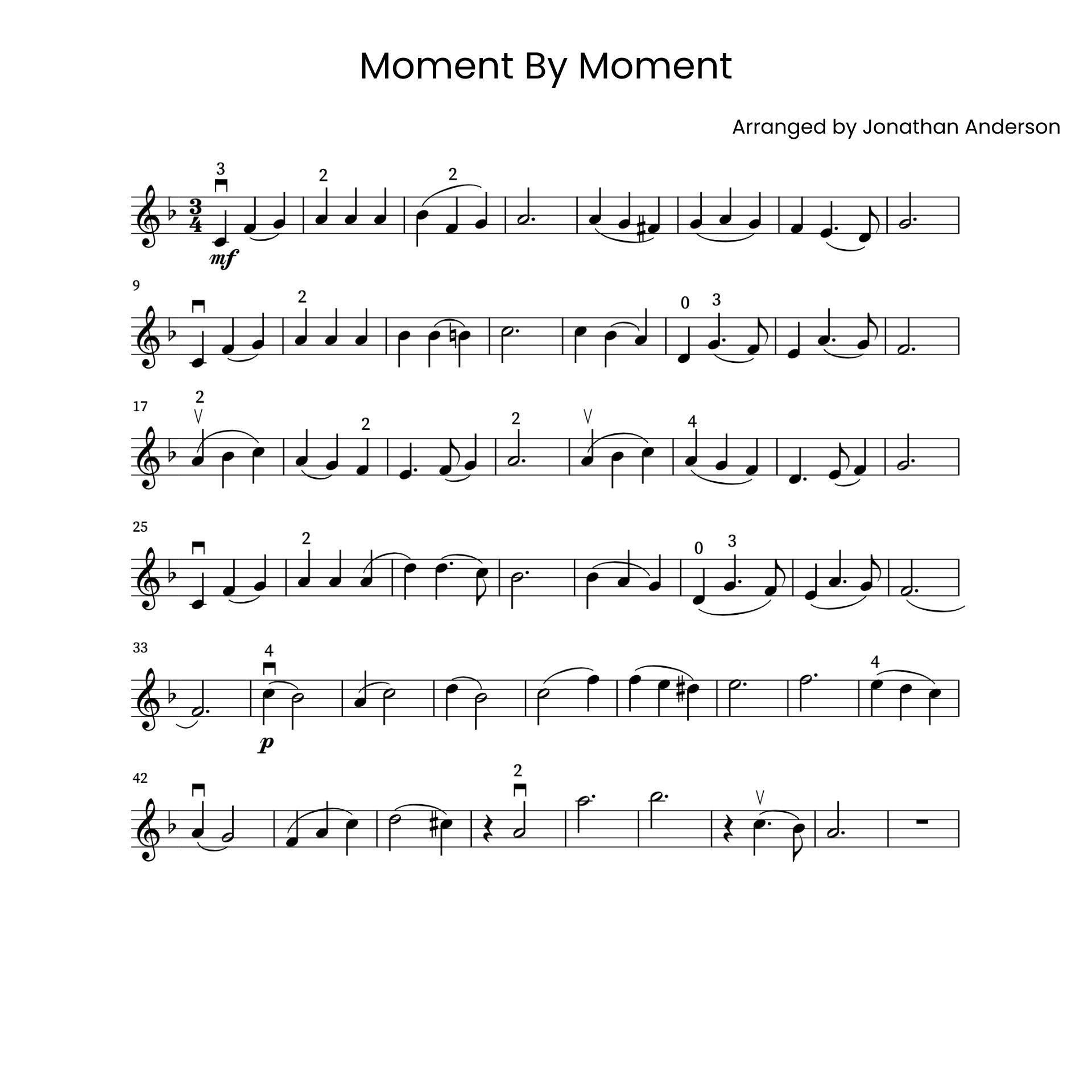 Moment By Moment – Violin Sheet Music (Digital Download)
