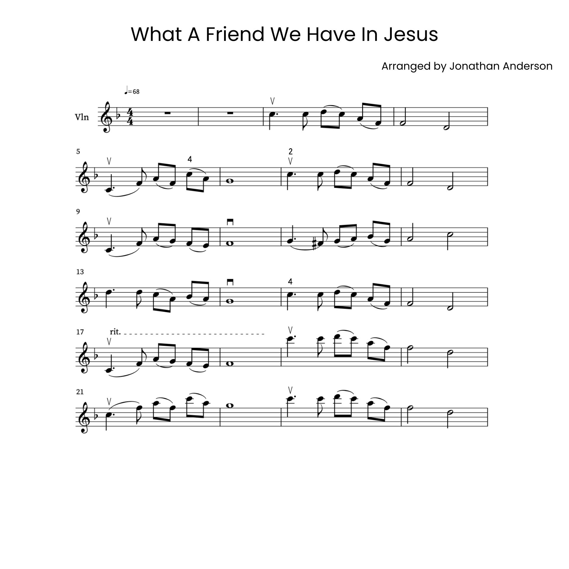 What A Friend We Have in Jesus – Violin Sheet Music (Digital Download)