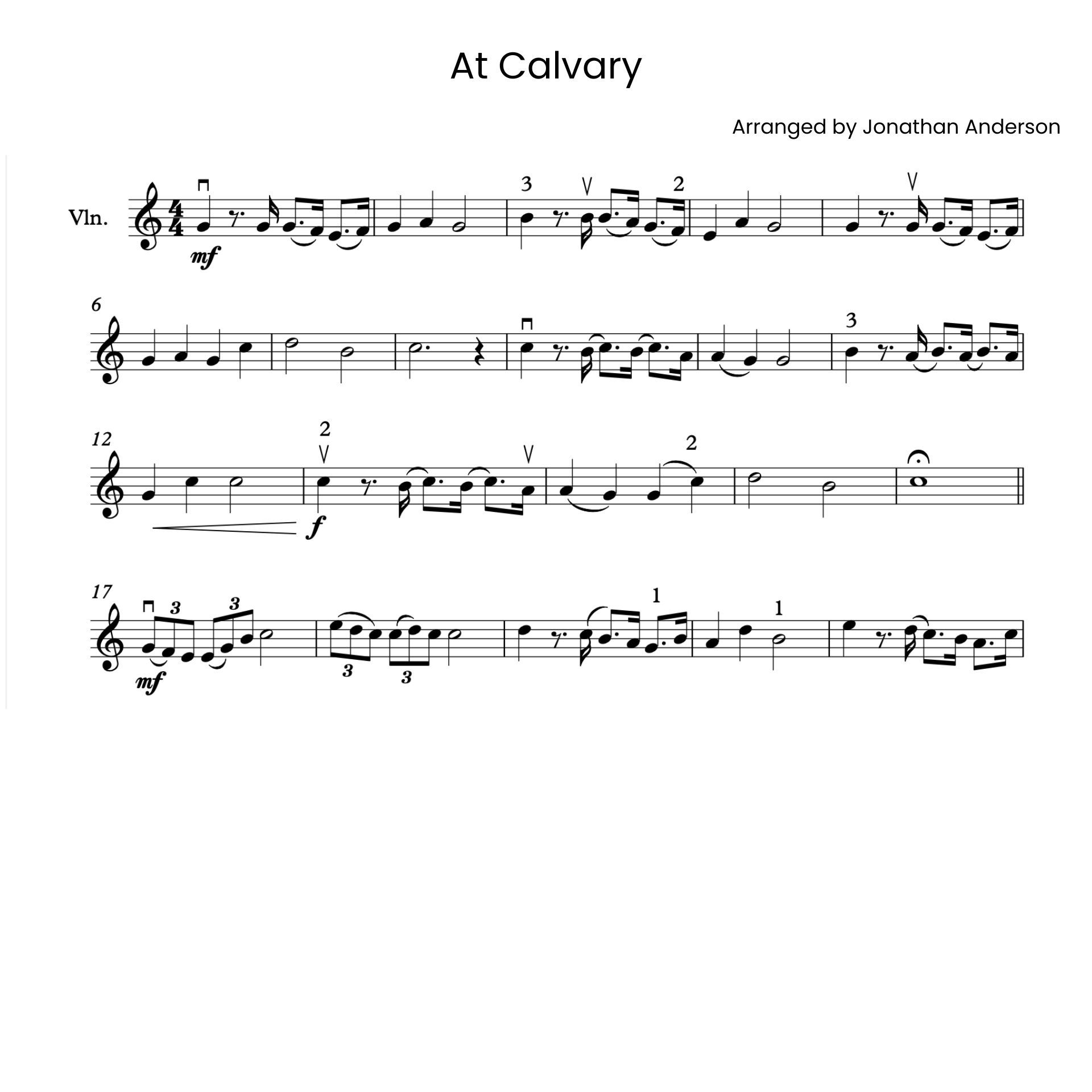 At Calvary – Violin Sheet Music (Digital Download)