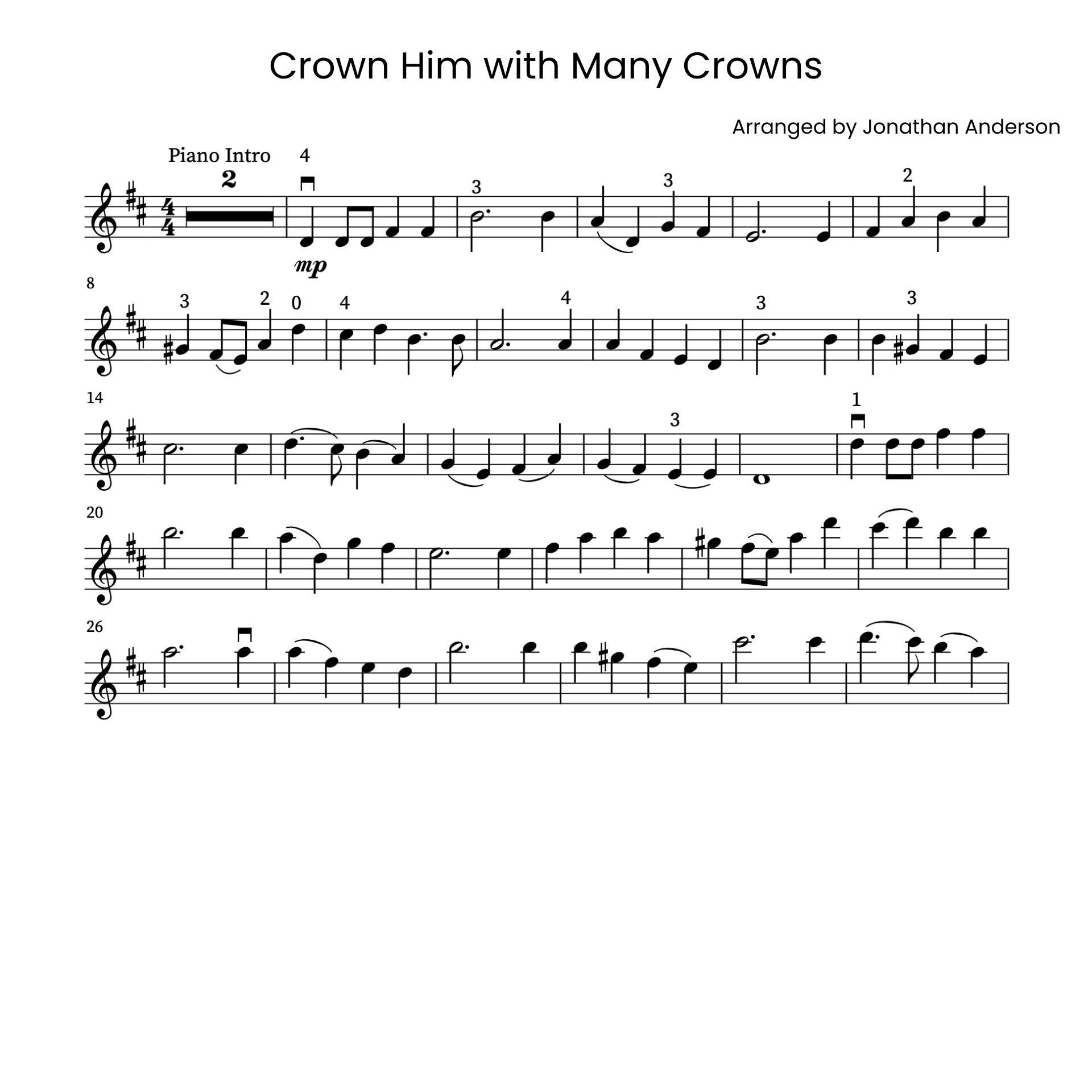 Crown Him with Many Crowns – Violin Sheet Music (Digital Download)