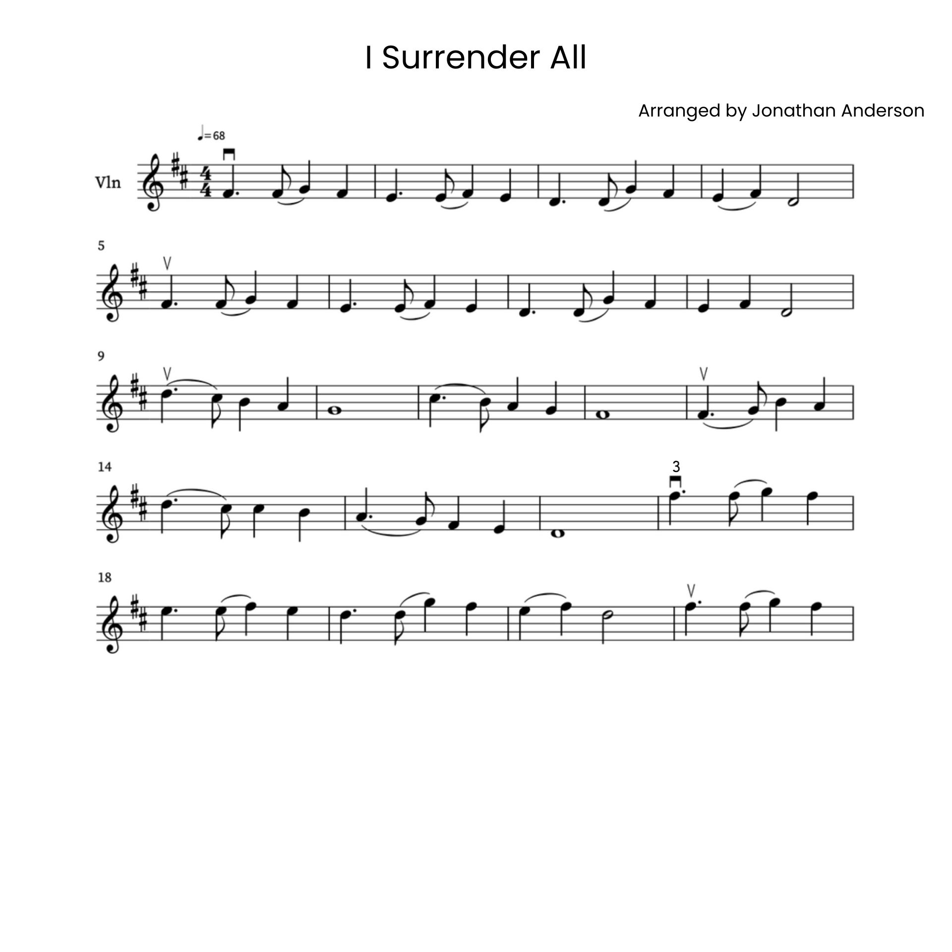 I Surrender All – Violin Sheet Music (Digital Download)