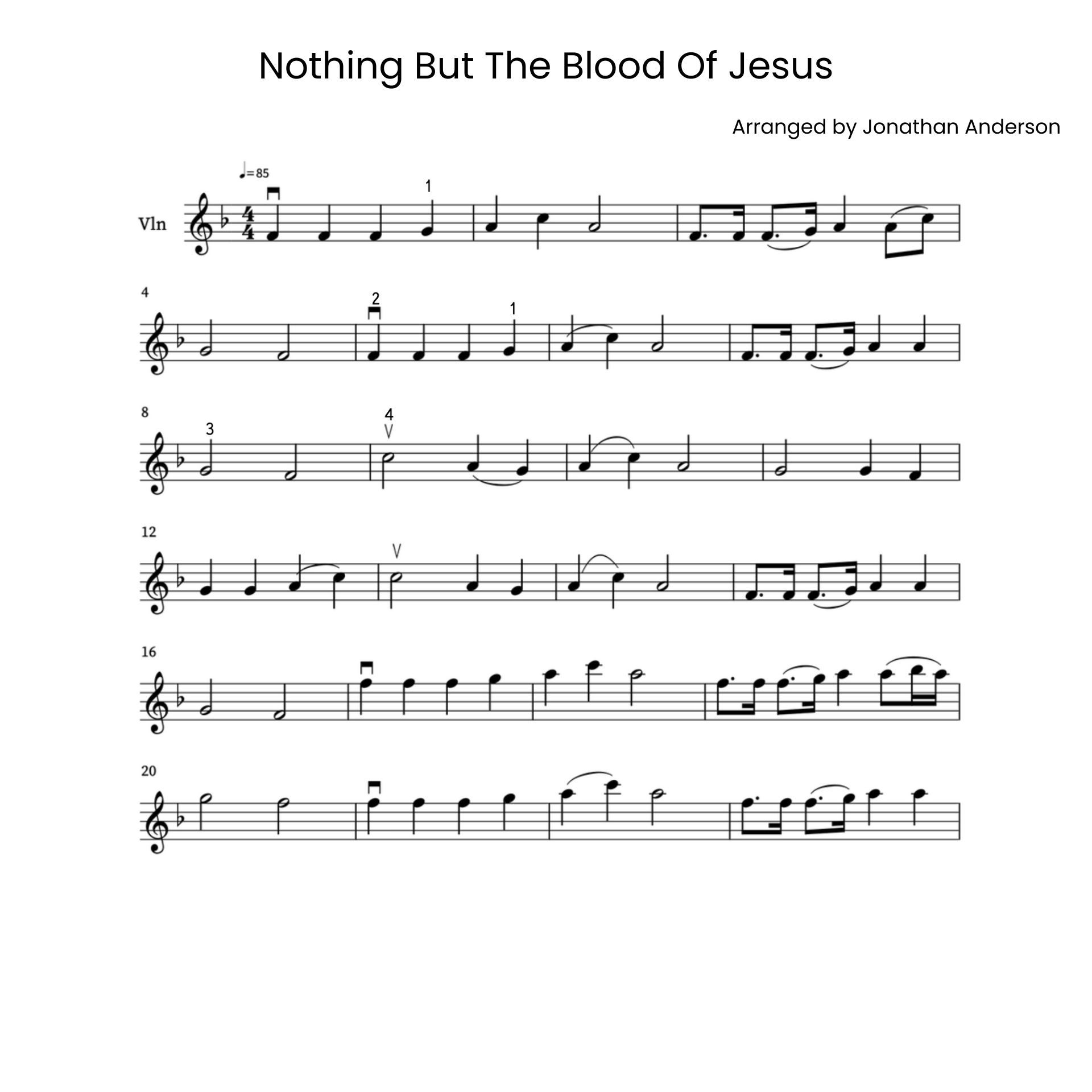 Nothing But The Blood of Jesus – Violin Sheet Music (Digital Download)