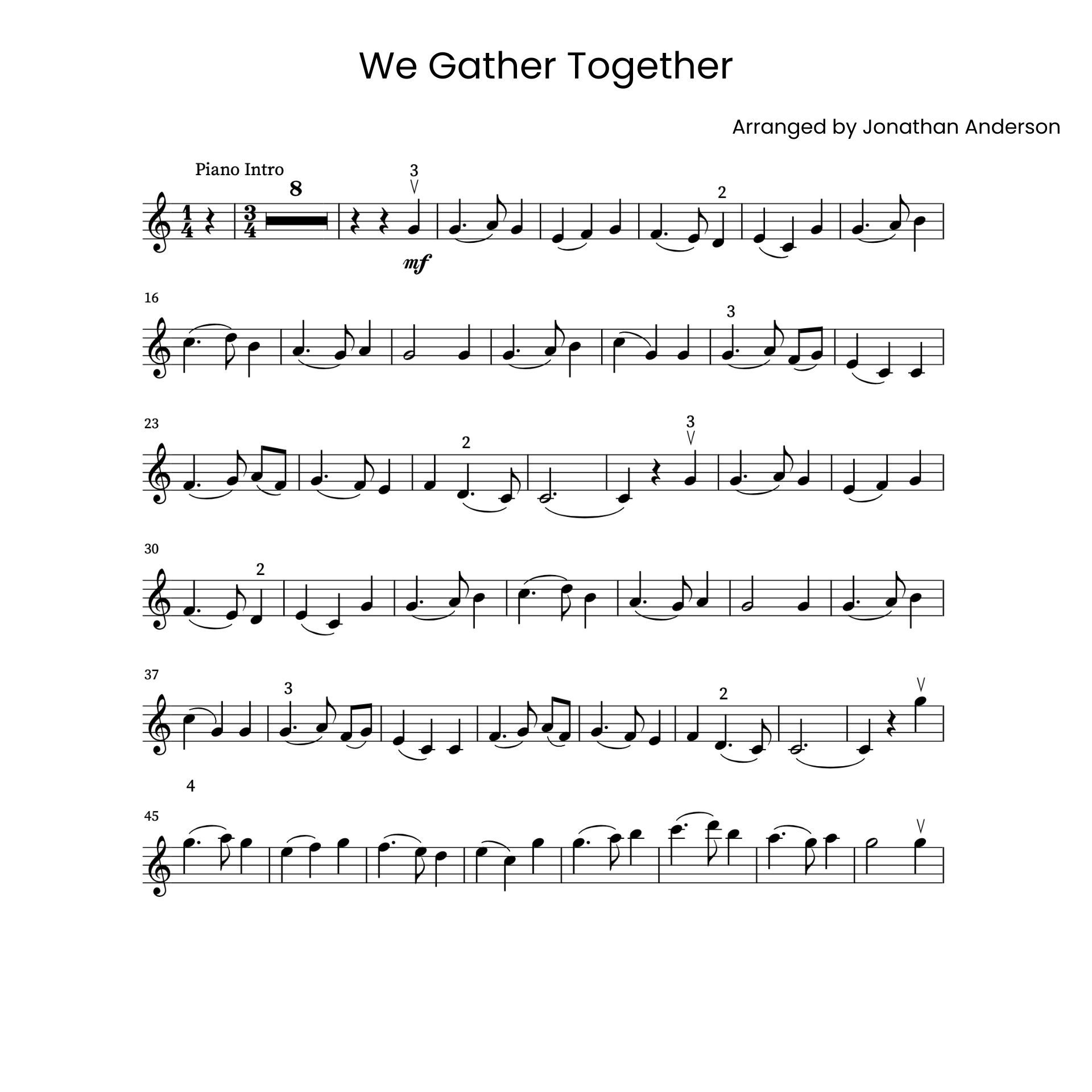 We Gather Together – Violin Sheet Music (Digital Download)