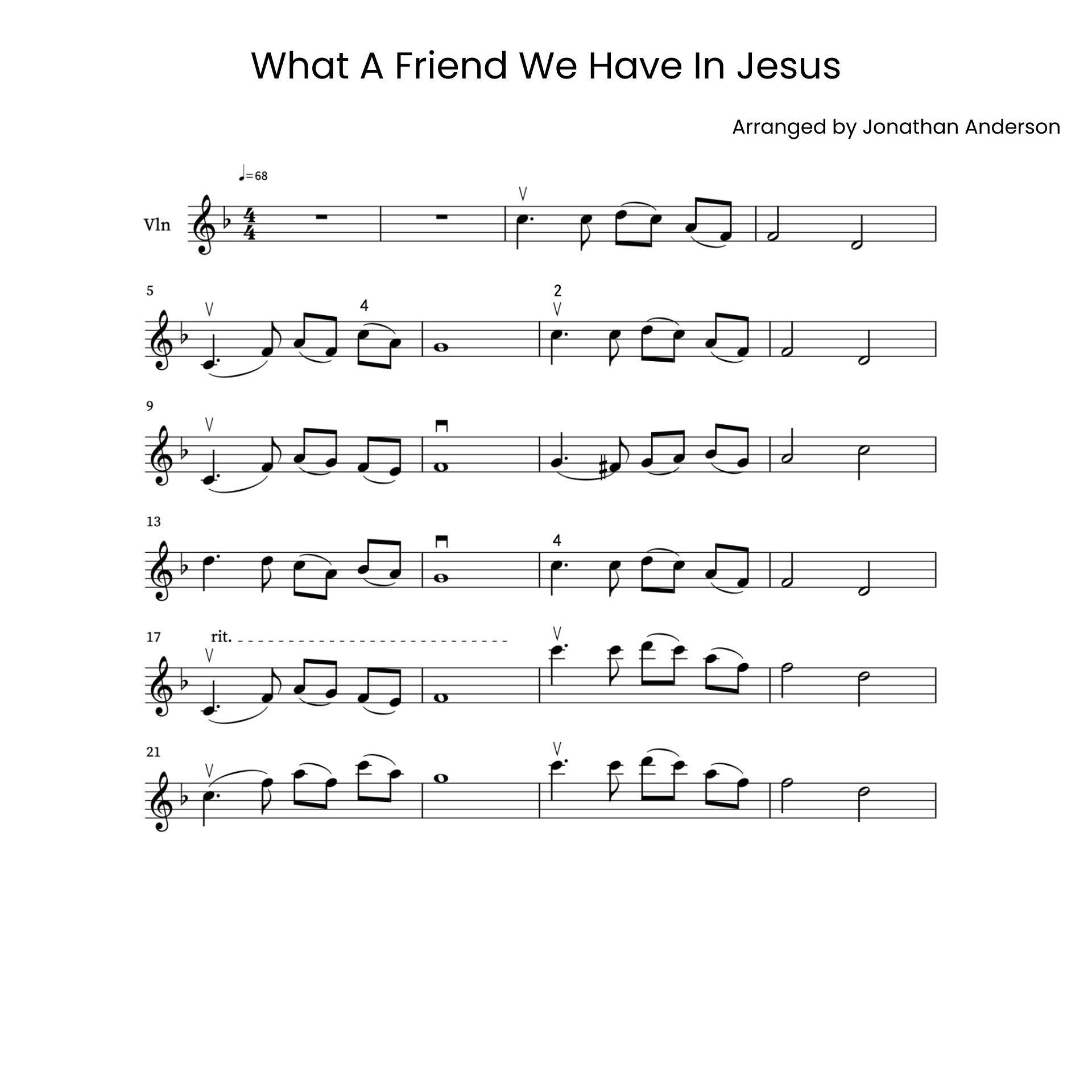 What A Friend We Have in Jesus – Violin Sheet Music (Digital Download)