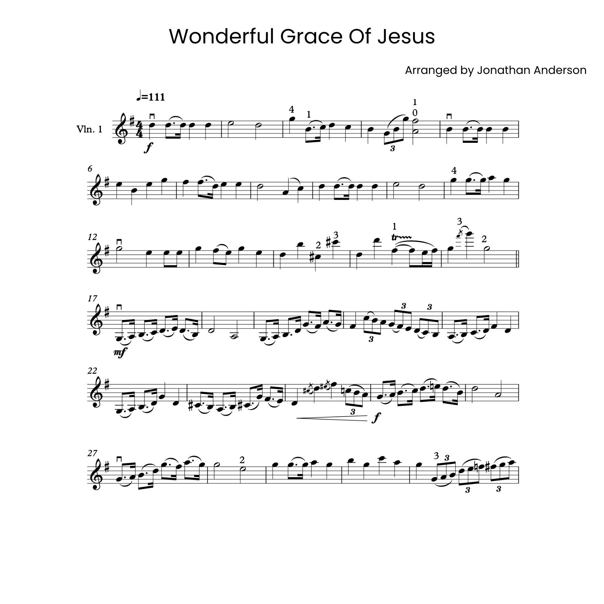 Wonderful Grace of Jesus – Violin Sheet Music (Digital Download)