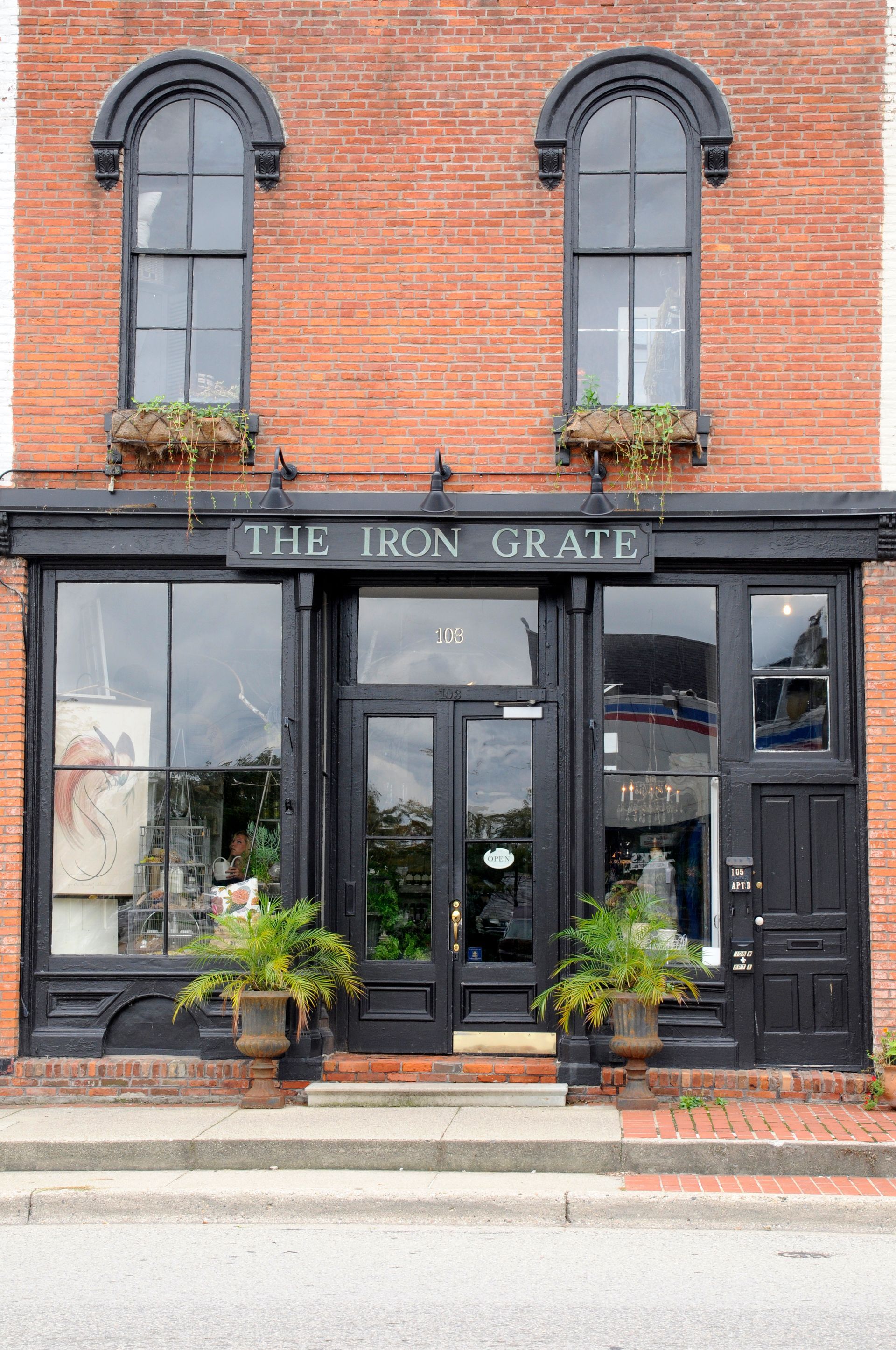 Brick building with black trim, 