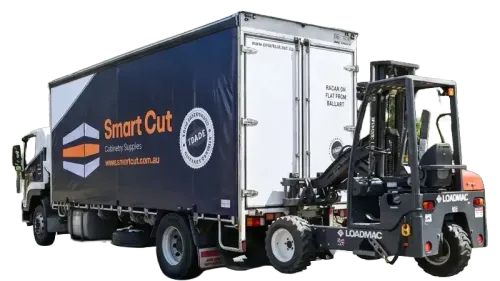 Custom cut cabinetry panels and hardware delivered by Smart Cut
