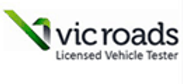 VicRoads Licensed Vehicle Tester logo with green checkmark and black text