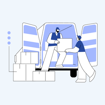 Truck loading abstract concept vector illustration.