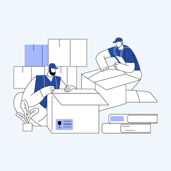 Unpacking belongings abstract concept vector illustration.