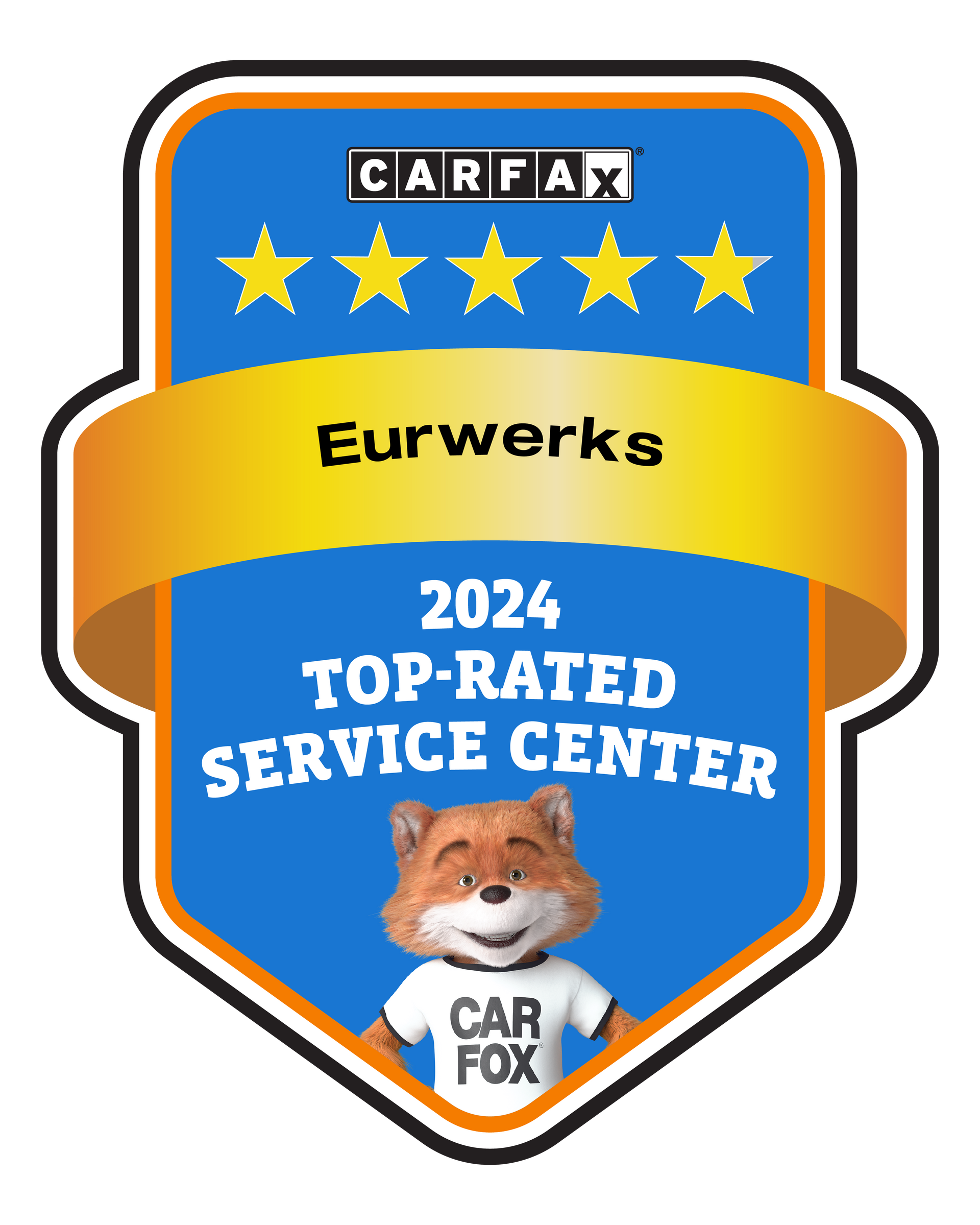 Carfax 2024 Top-Rated Service Center Award Logo | Eurwerks