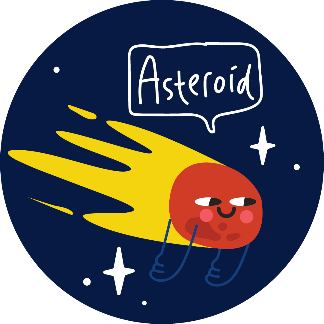 Cute asteroid flying through space.