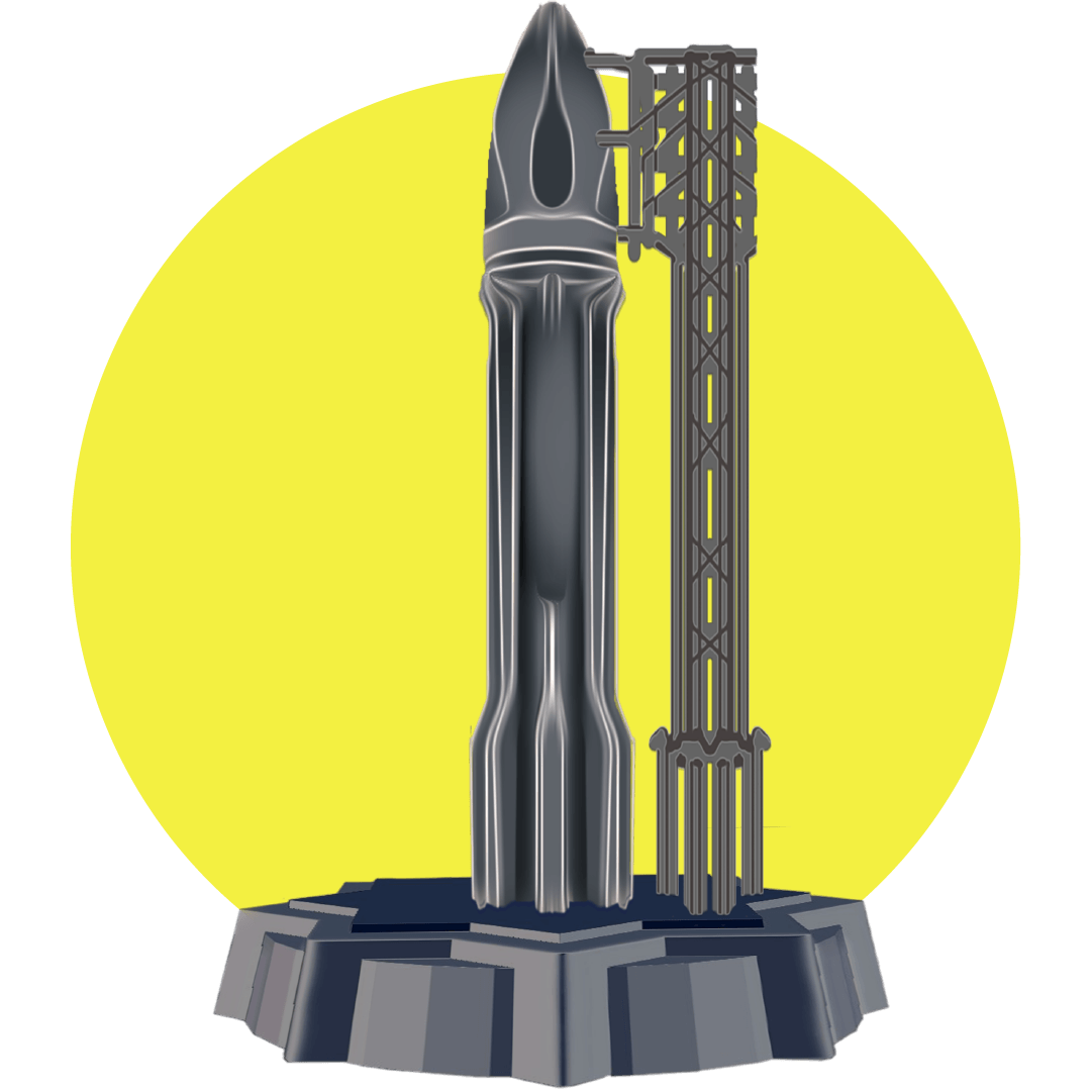 Rocket sits on top of a platform.