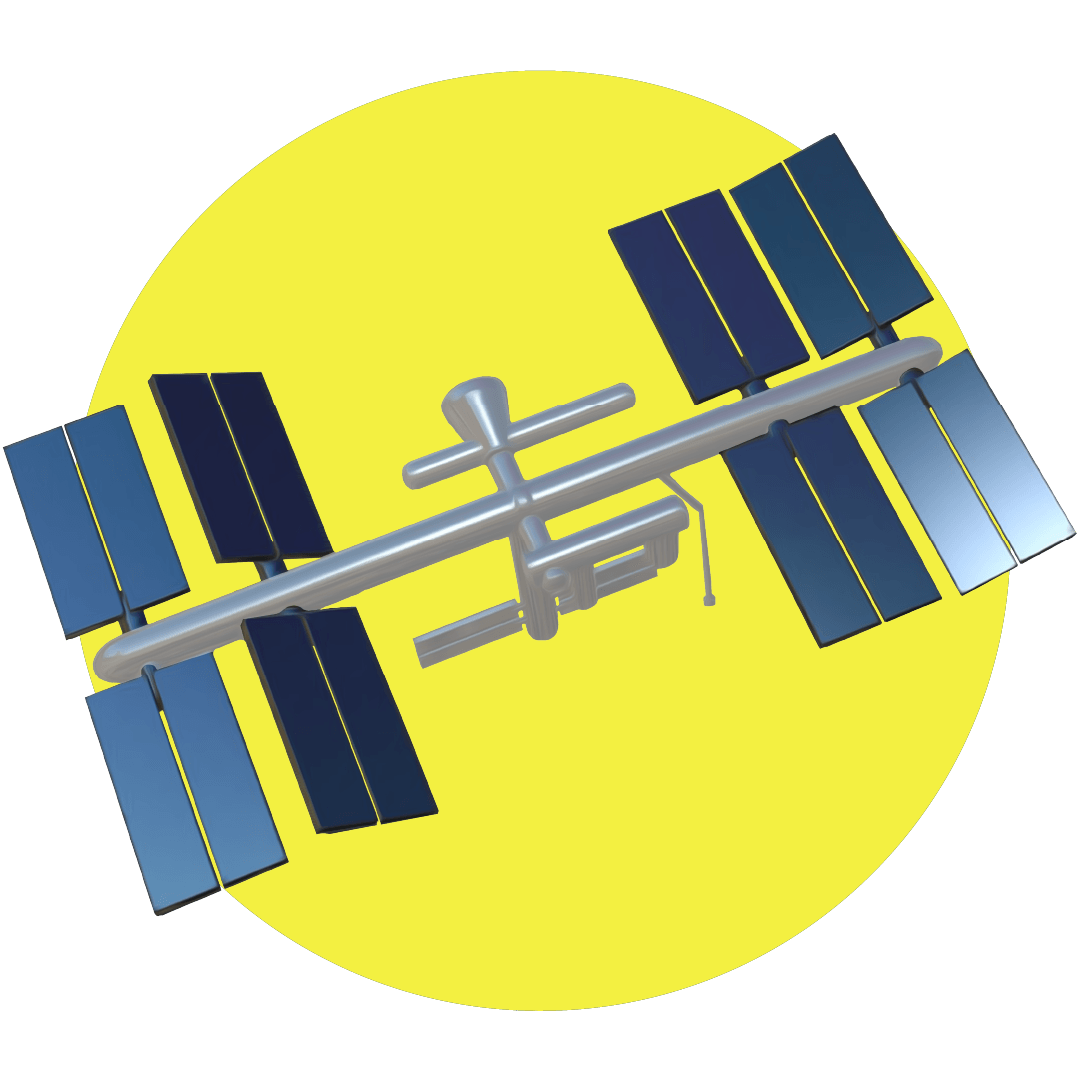 Space station with solar panels.