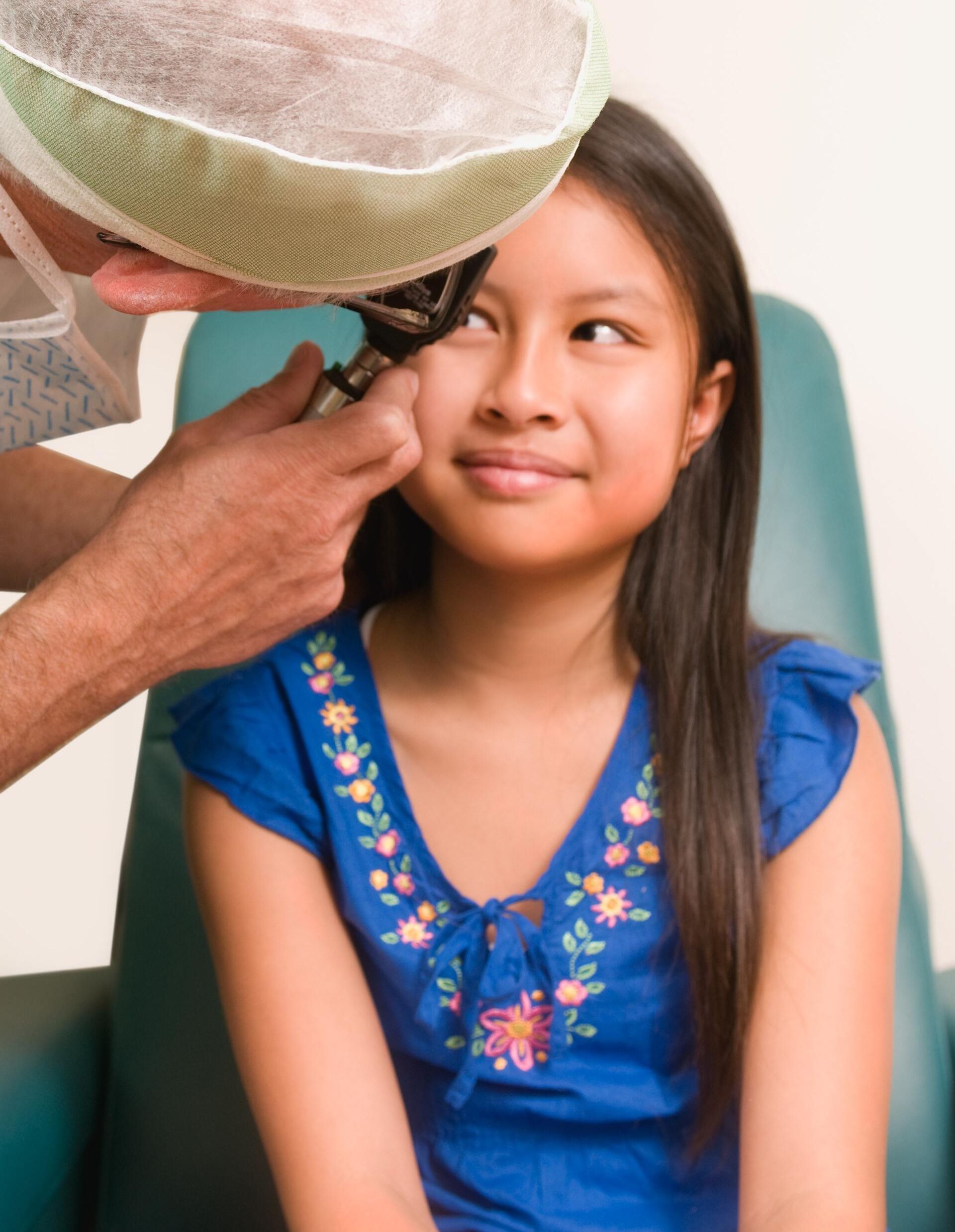 child getting eye exam