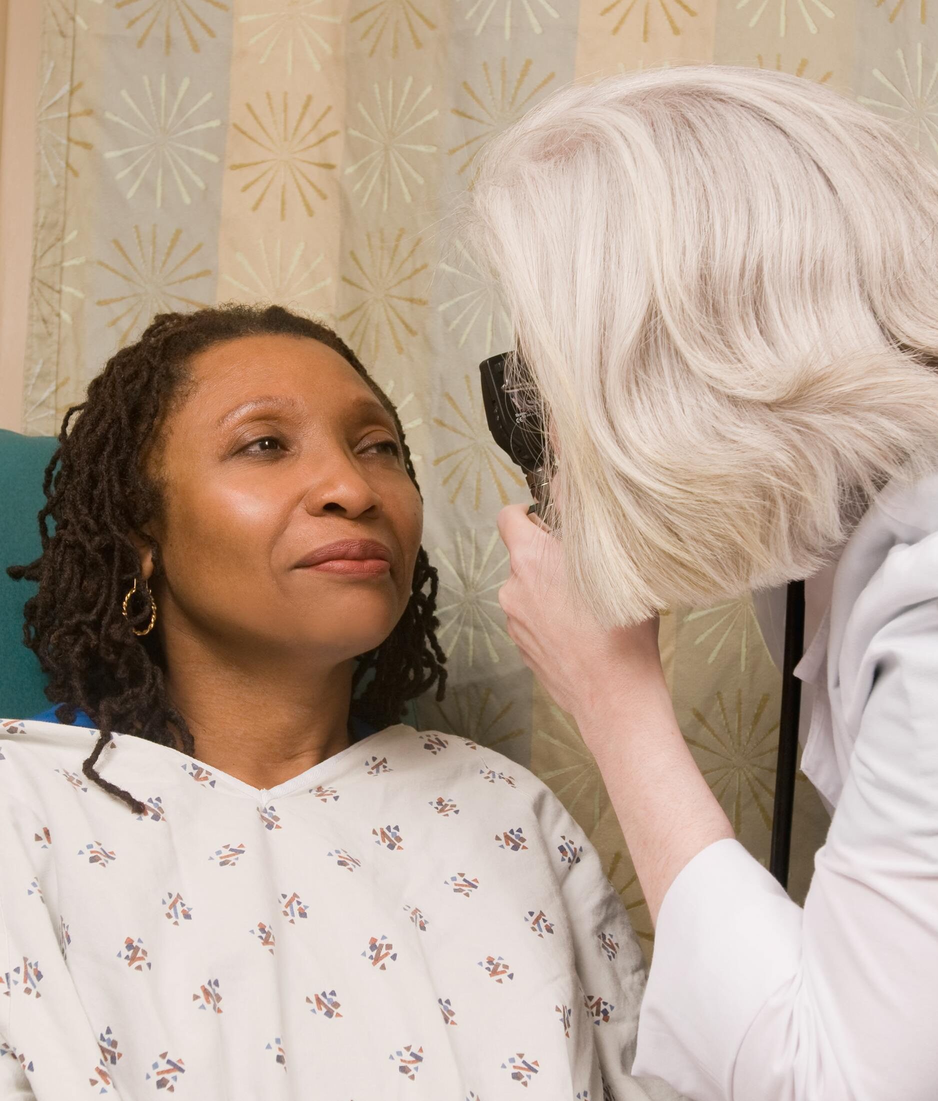 woman getting eye exam