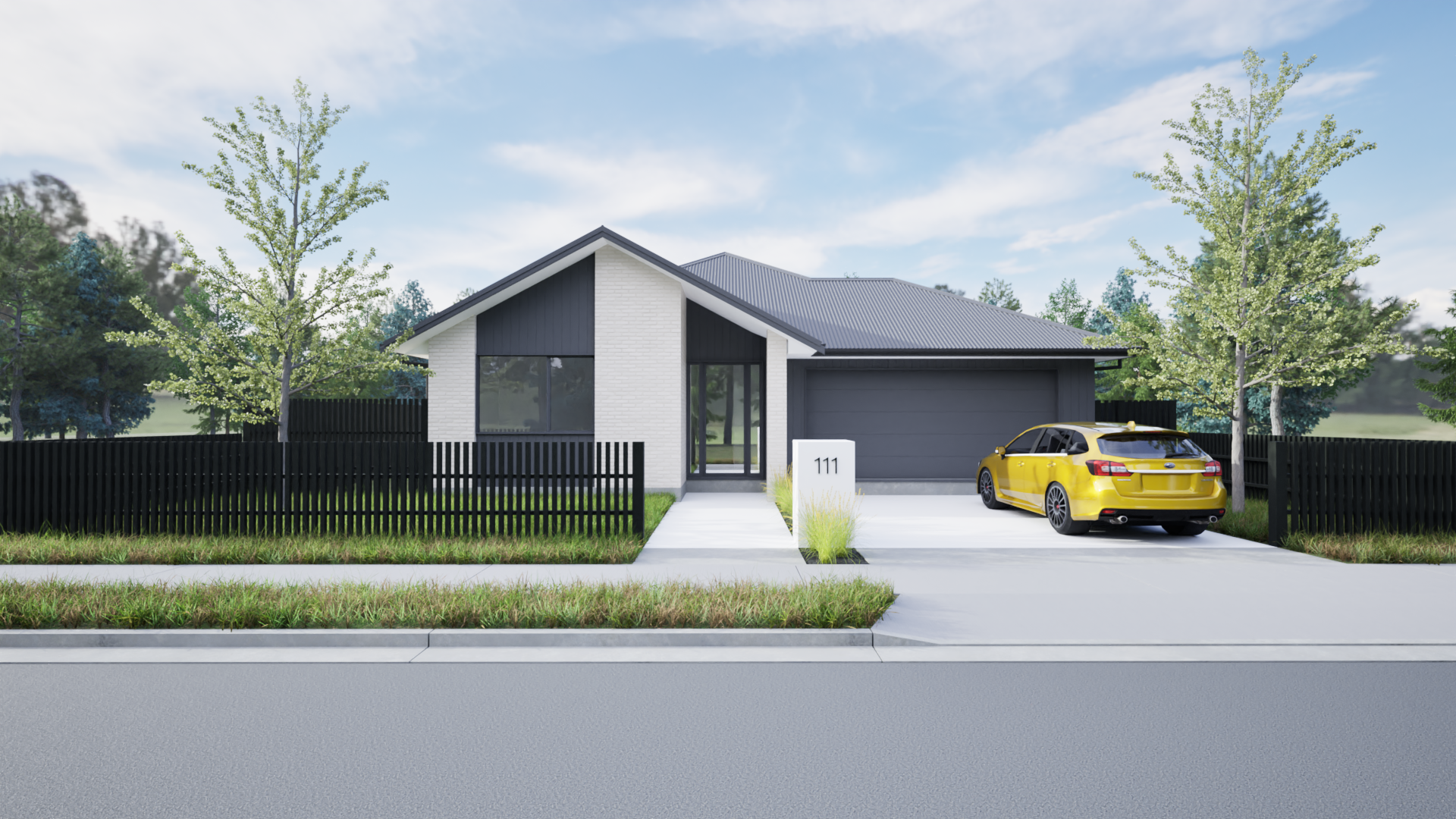 Rendered front view of 19 Ruia Crescent, Bridleways, Cambridge
