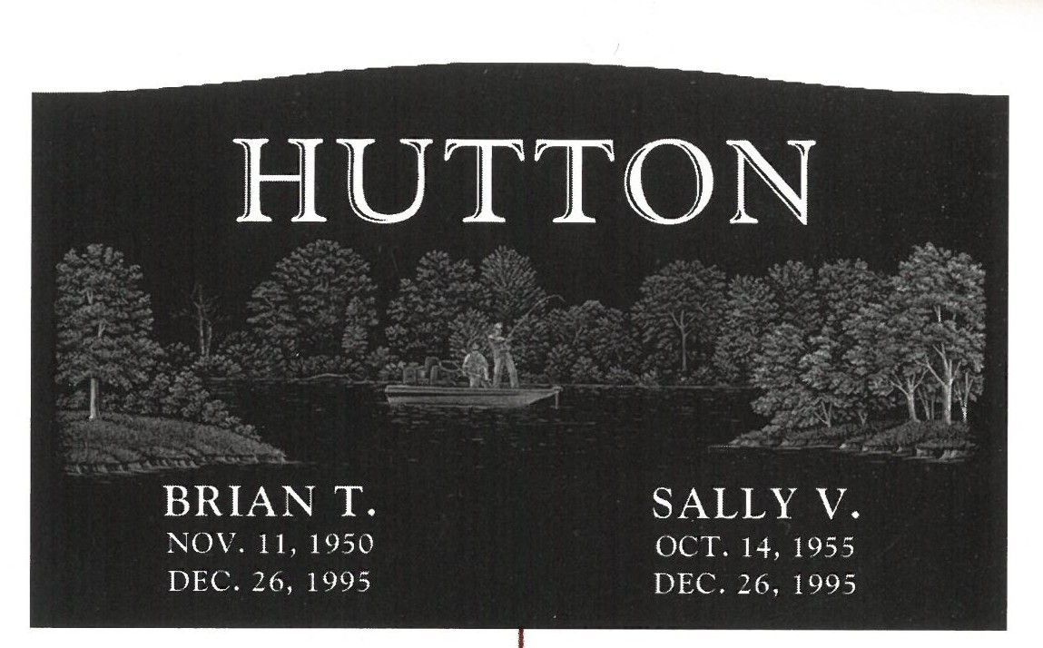 Black gravestone with 