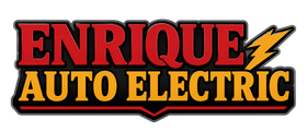 Enrique Auto Electric logo in red and orange with a yellow lightning bolt on a black background