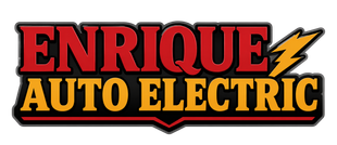 Enrique Auto Electric logo in red and orange with a yellow lightning bolt on a black background