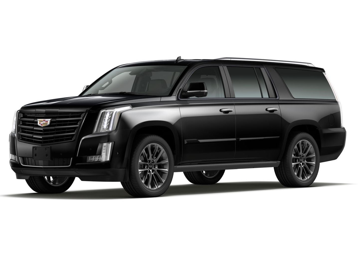 A black Cadillac escalade is shown on a white background. Eastern Shore Transportation LLC. 145 West Ostend St. Baltimore, Maryland 21230 1-800-689-6849