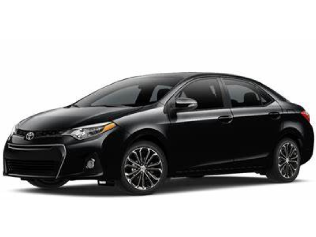 A black toyota corolla is shown on a white background.