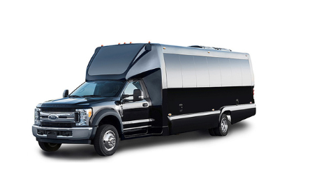 A black and silver van is parked on a white background.