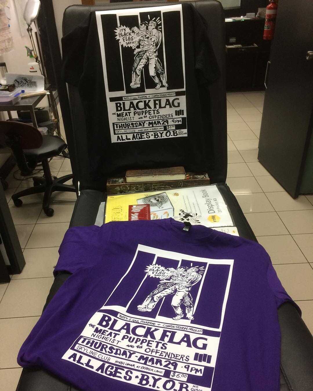 A Black Flag T-Shirt Sits On A Chair — Cairns Custom T-Shirts In Cairns City, QLD